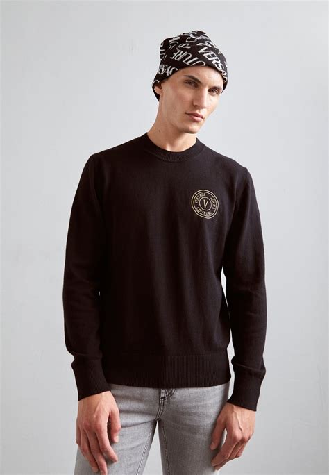 versace jeans couture logo-slogan strickpullover|versace jeans black label.